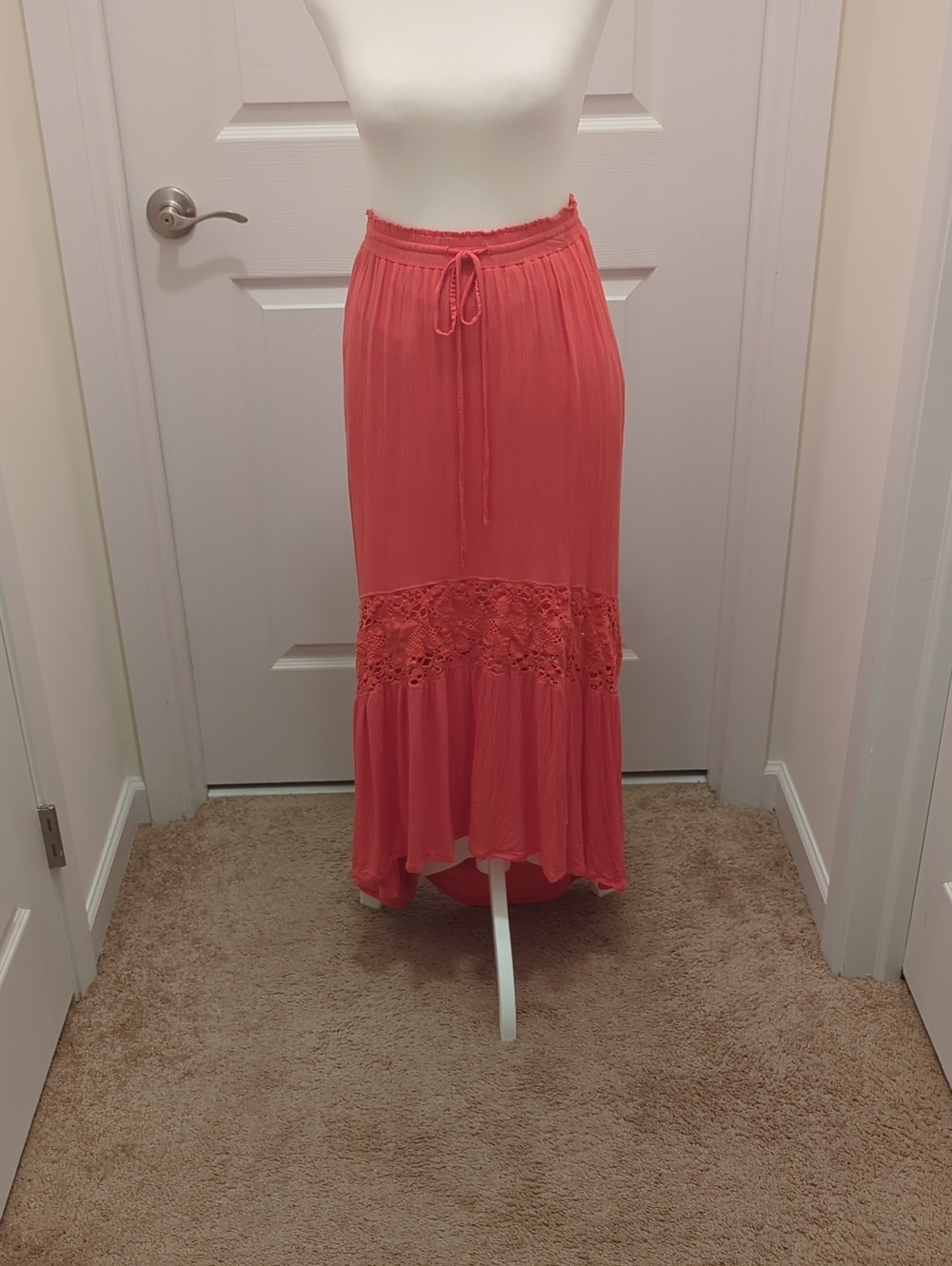 Aeropostale Coral Lace-Panel Maxi Skirt